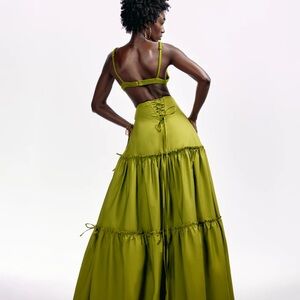 Hanifa Dailia Green Maxi Skirt